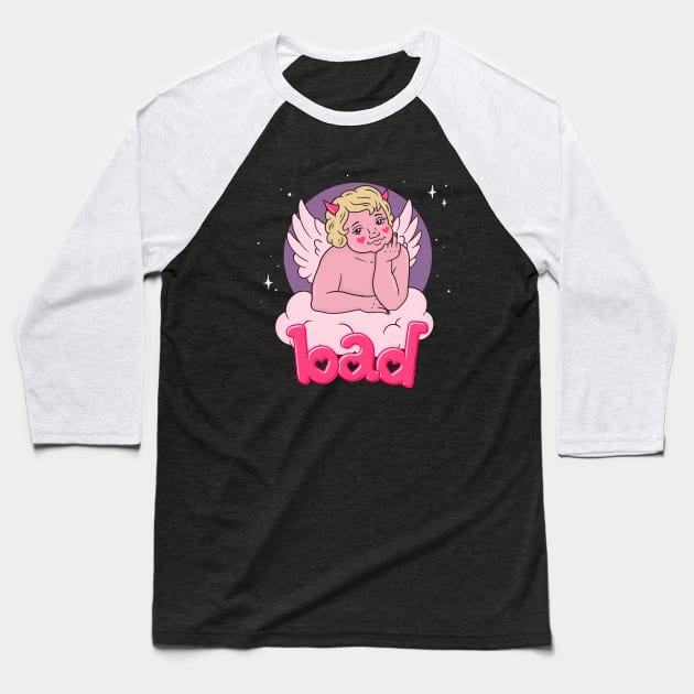 BAD CHERUB - pink Baseball T-Shirt by bratcave.studio